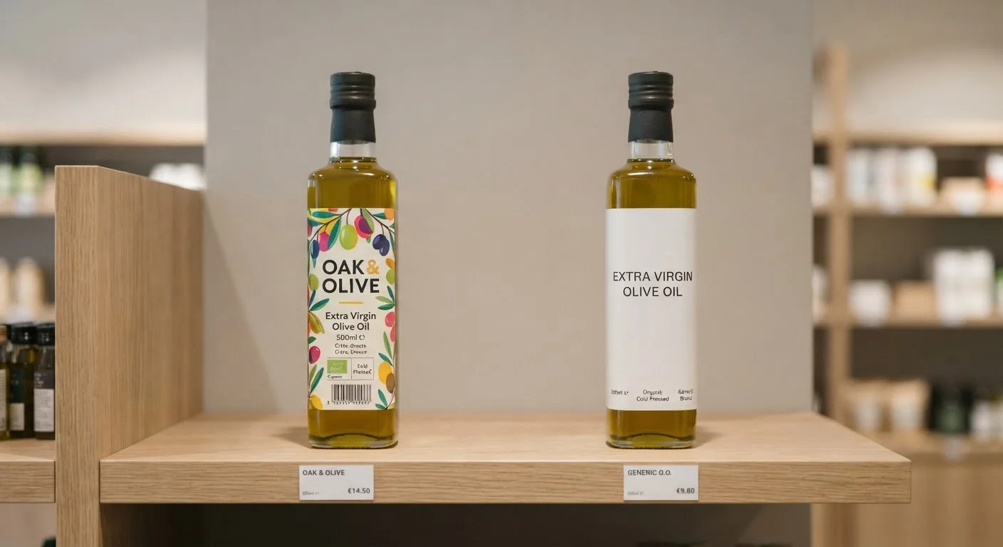 Brand name product and generic equivalent sitting side by side on a retail store shelf